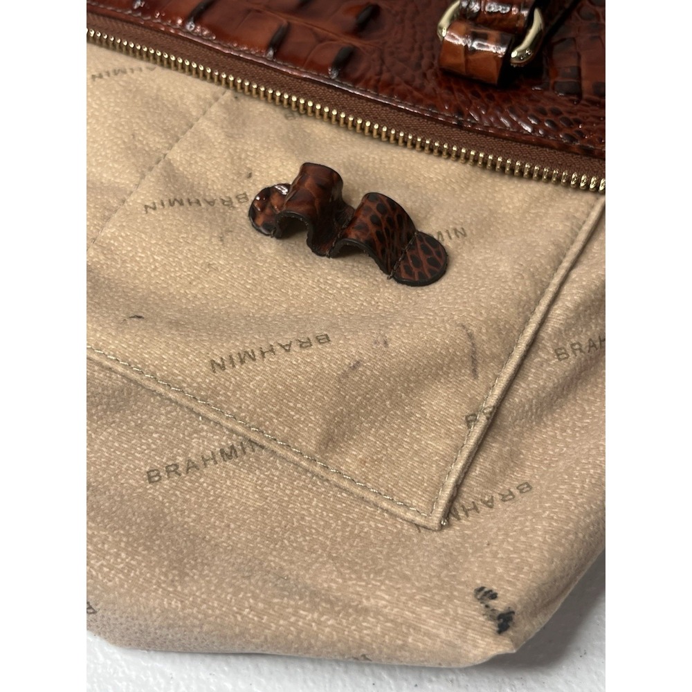 Brahmin Duxbury Satchel Pecan Melbourne Handbag Purse With Strap - Picture 14 of 16